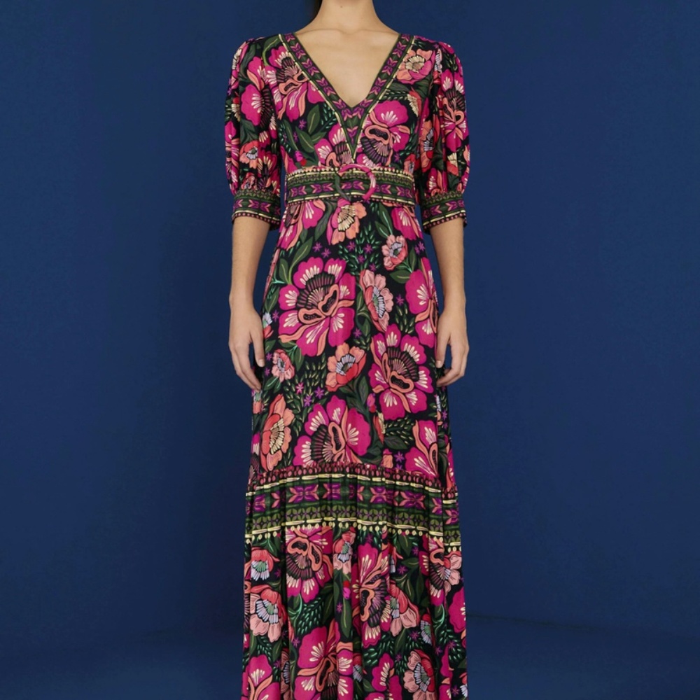 NWT- Farm Rio Flowers Garden Maxi Dress